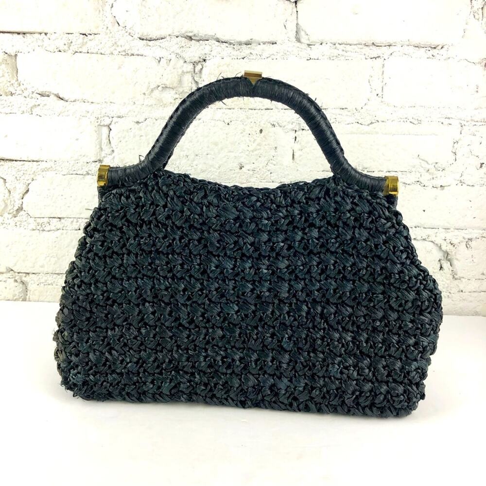 Vintage Donna By John Wind Inports Raffia Straw Woven Handbag